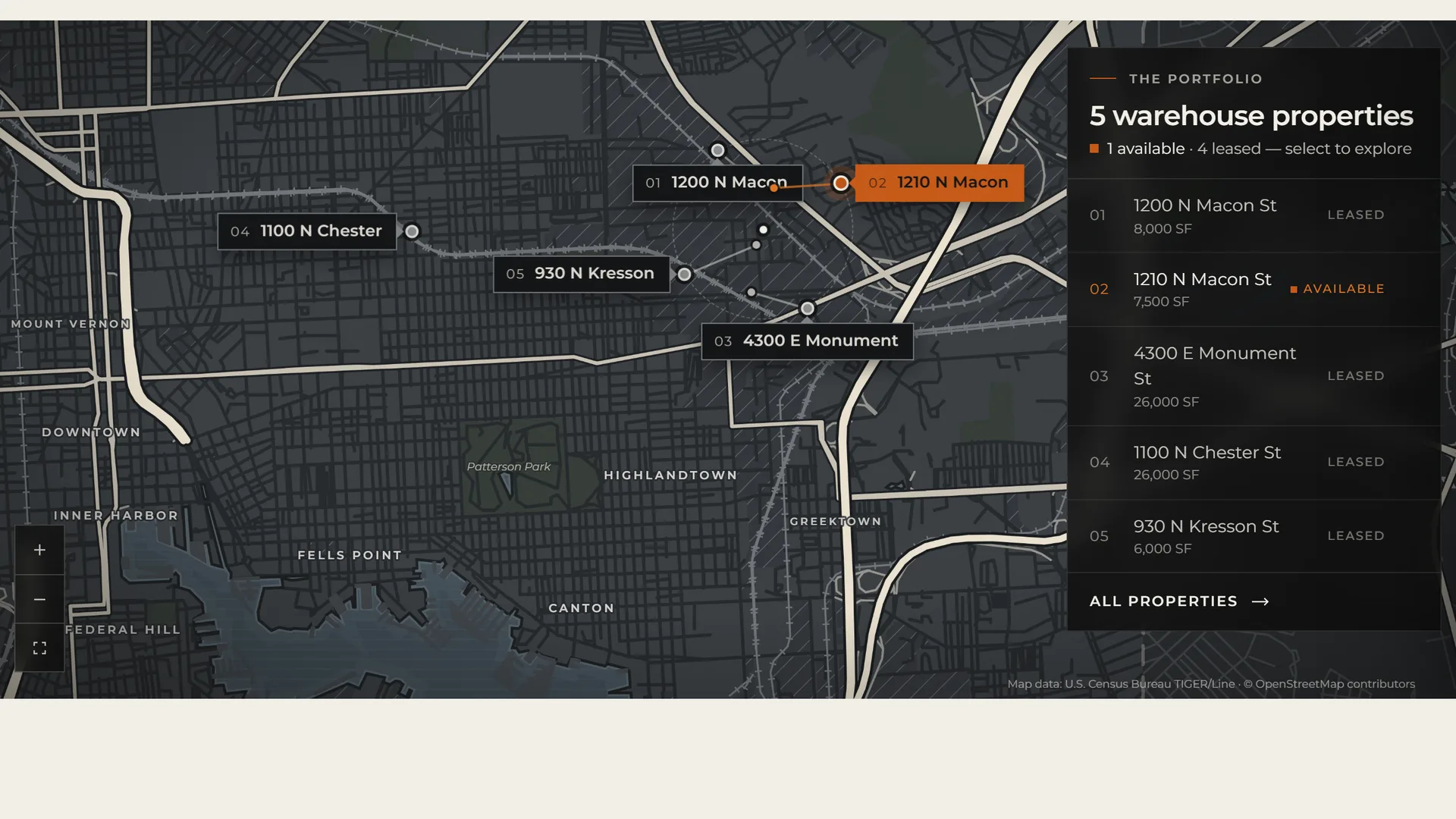 Daily Warehouse Co.’s interactive map of its buildings across Baltimore