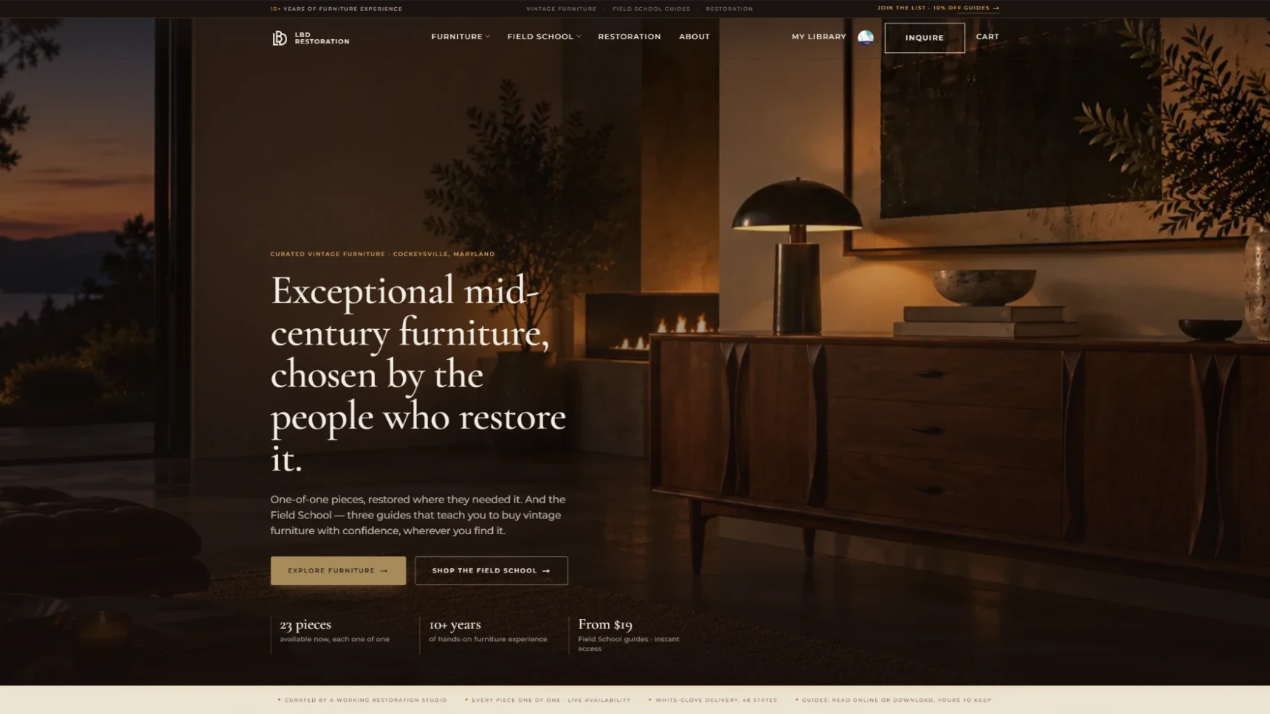 LBD Restoration homepage on desktop, designed and built by Northrow Studio